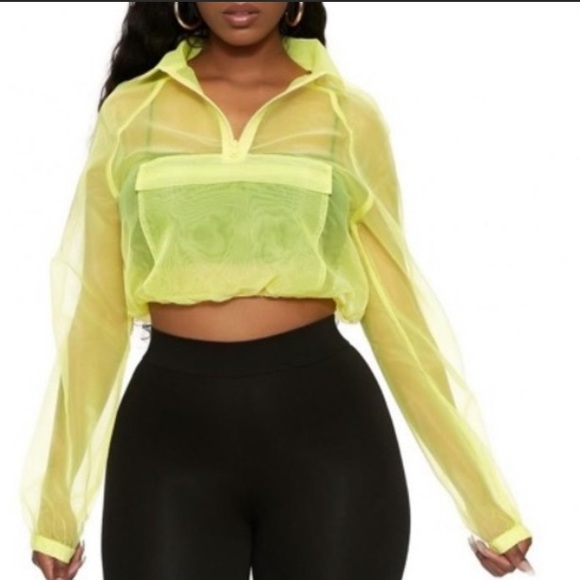 NWOT Naked Wardrobe Neon Pink Half Zip Crop Top - Picture 3 of 13